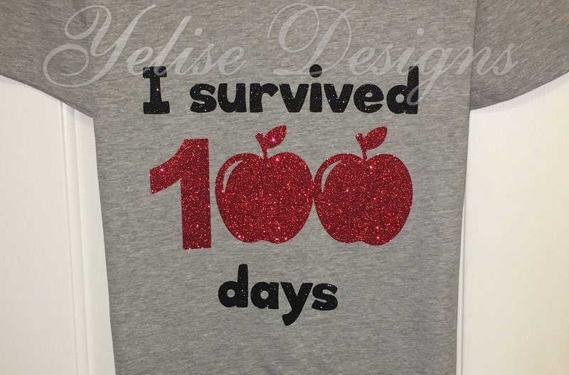 I survived 100 days Glitter Vinyl T-shirt