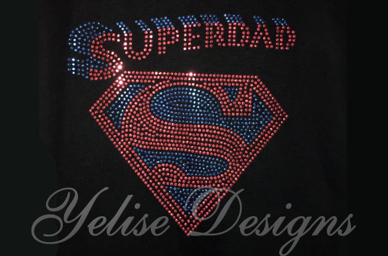 Custom Designed Superdad Rhinestud T-shirt